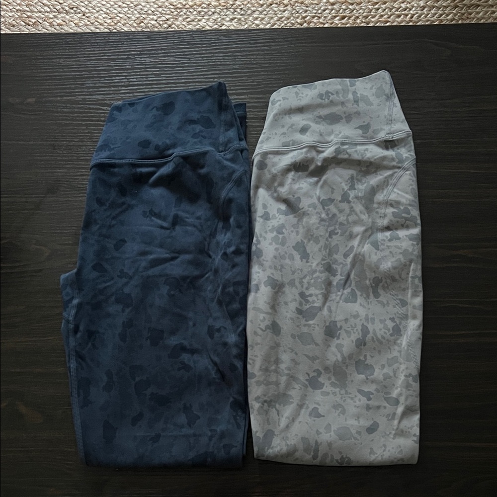 Alphabets Blue and Gray camo print leggings
